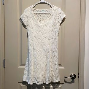 White lace skater dress with slip